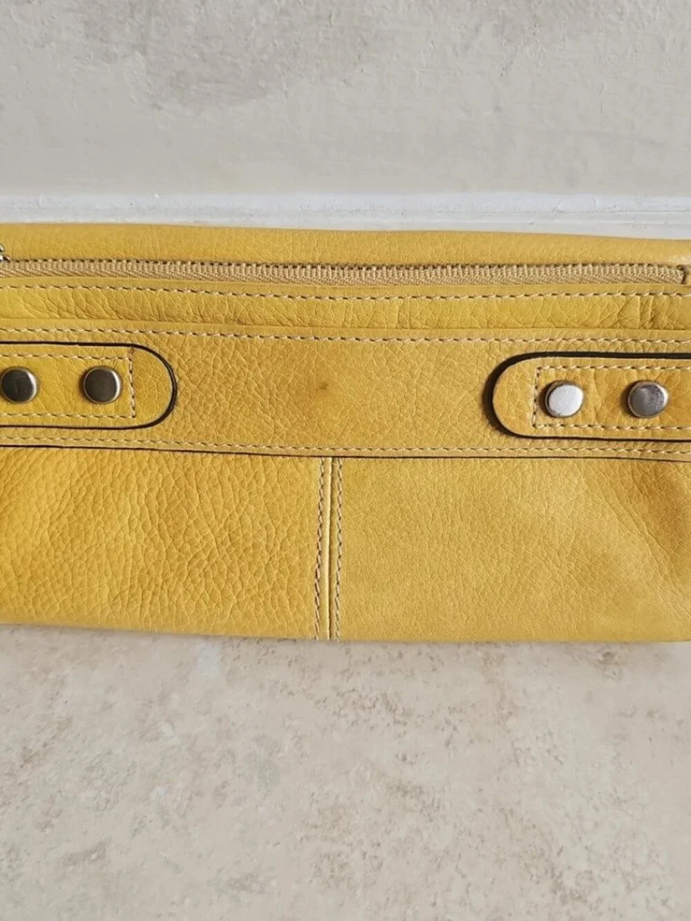 Fossil Yellow Leather Flap Wallet/Clutch